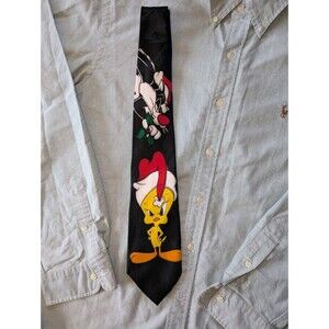 Looney Tunes Tie 1996 Necktie Mens VTG Cartoon Christmas Tweety Sylvester